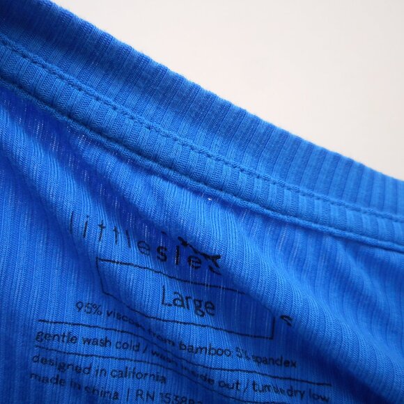 Little Sleepies Men's size L Pajama Top Bamboo Short Sleeve Blue Sleep Shirt - Picture 8 of 8